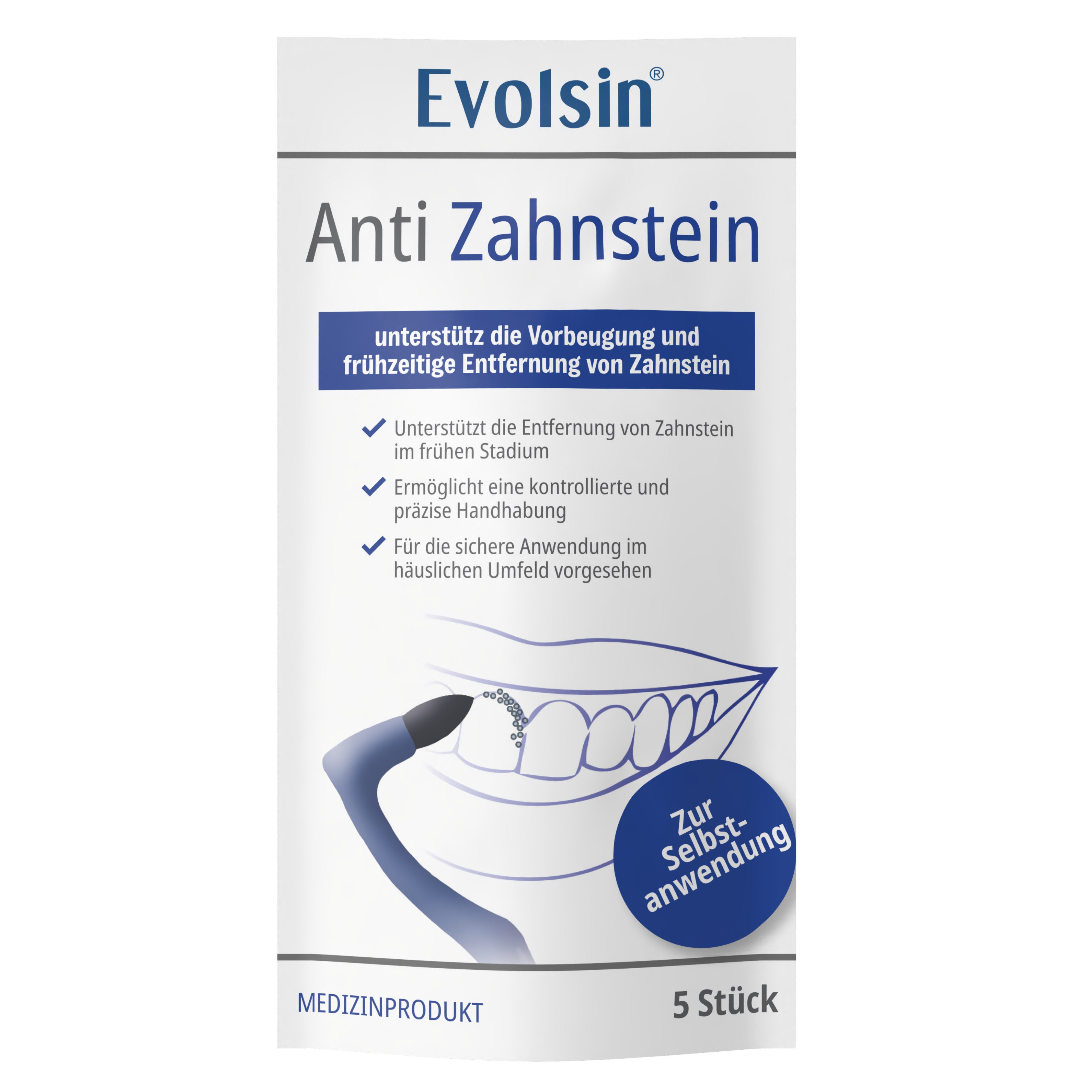 Evolsin Zahnpflege-Set Anti Zahnstein – Zahnsteinentferner zur Zahnpflege – 5 Stück, 5-tlg.