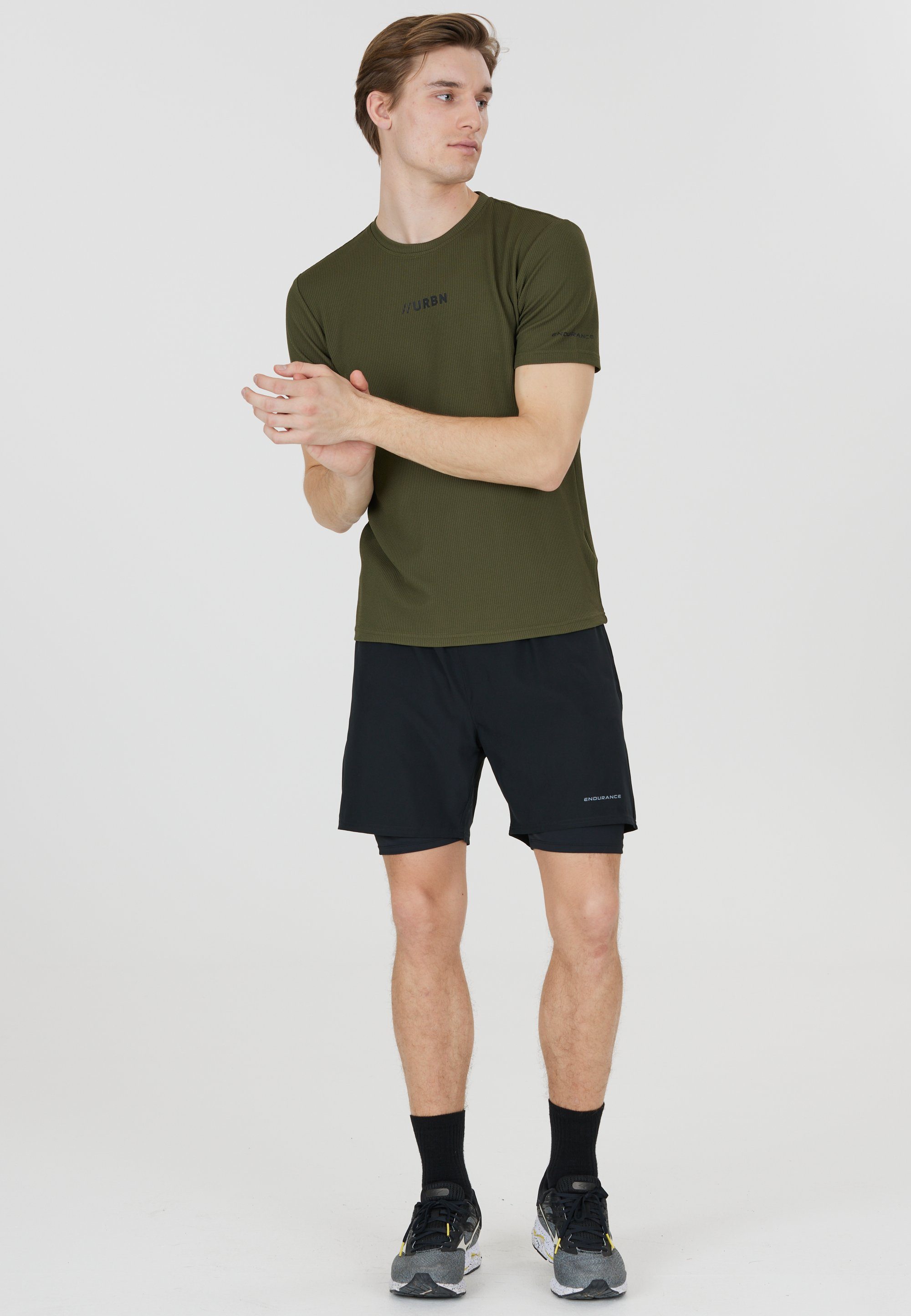und ENDURANCE Shorts Im Quick Dry Kros 2-in-1-Design Stretch-Funktion schwarz mit