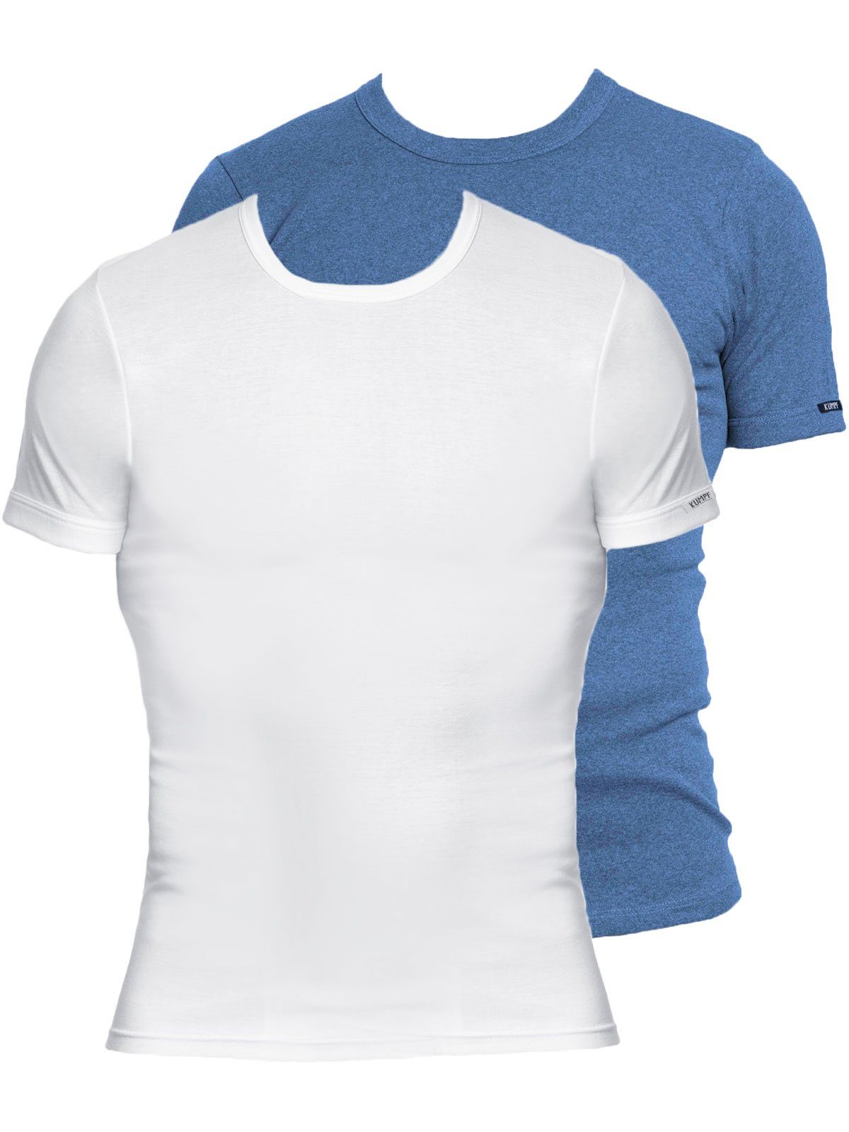 KUMPF Unterziehshirt 2er Sparpack Herren T-Shirt Bio Cotton (Spar-Set, 2-St) hohe Markenqualität poseidon weiss