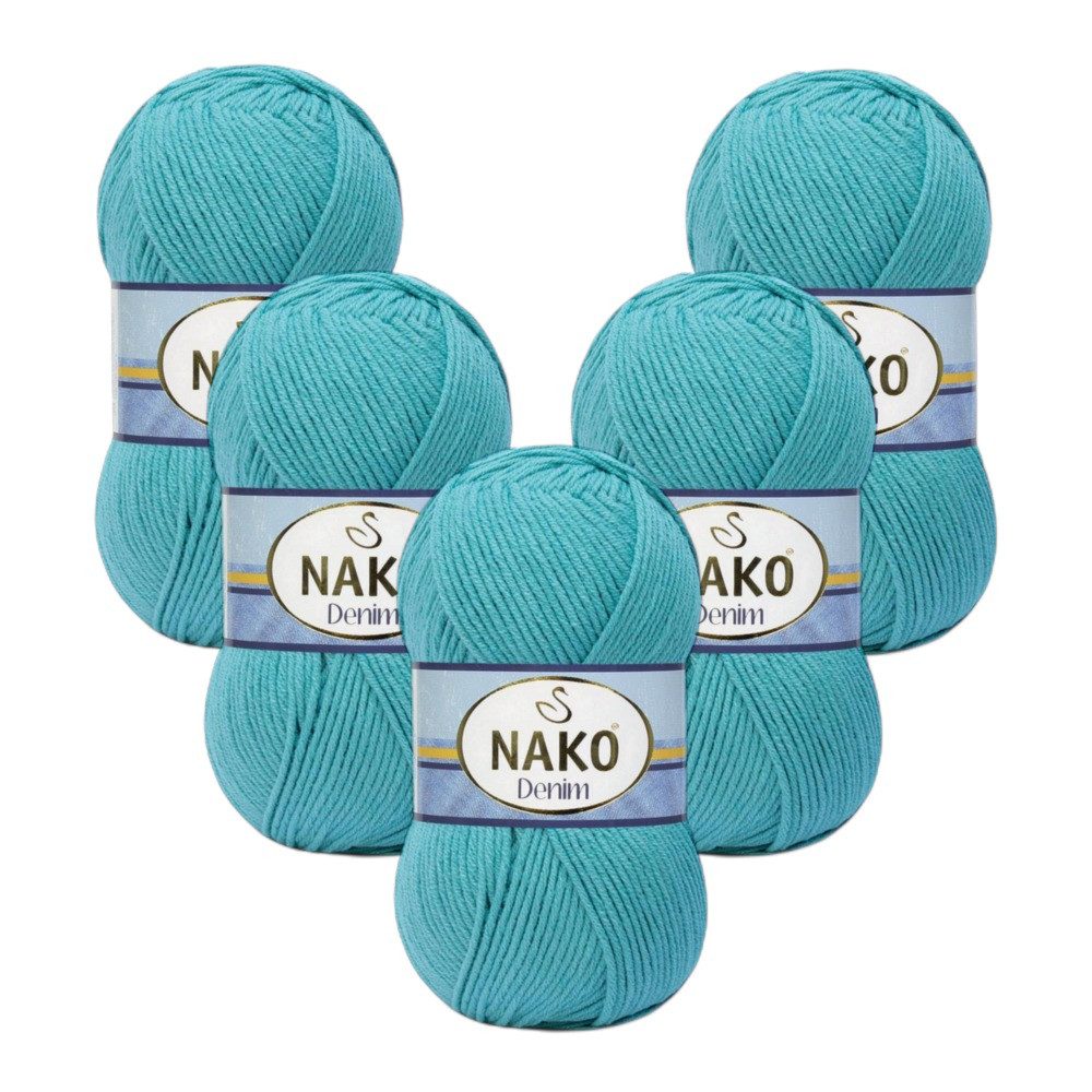 NAKO 5 x NAKO Denim Häkelwolle, 200 m, Jeansoptik,Strickgarn,Häkelgarn