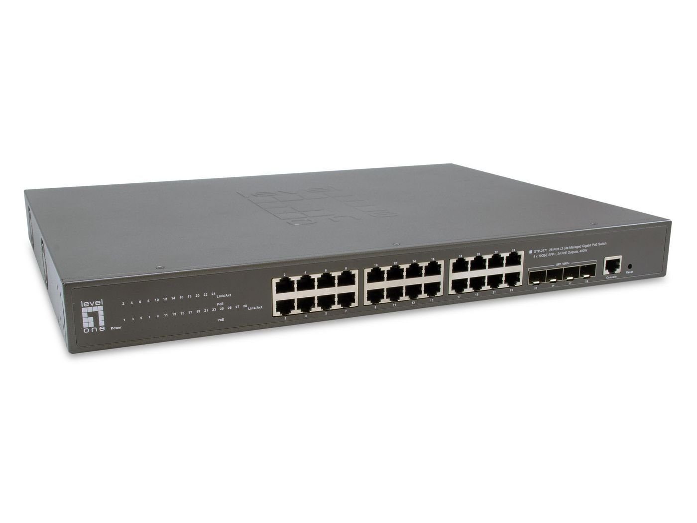 Levelone LEVEL ONE 400W Netzwerk-Switch Switch 24xPoE 4xGSFP GE 28x GTP-2871