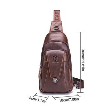 REDOM Schultertasche Brusttasche Sling Schulter Rucksack Rucksäcke Crossbody Umhängetasche (aus Echtes Leder Herren und Damen 18 x 30 x 5 cm, Geldgürtel, Sport, Sporttasche, Handytasche, Anti-Diebstahl, Echtleder), für Outdoor Camping Reisen Wandern Radfahren Multipurpose Tagepacks