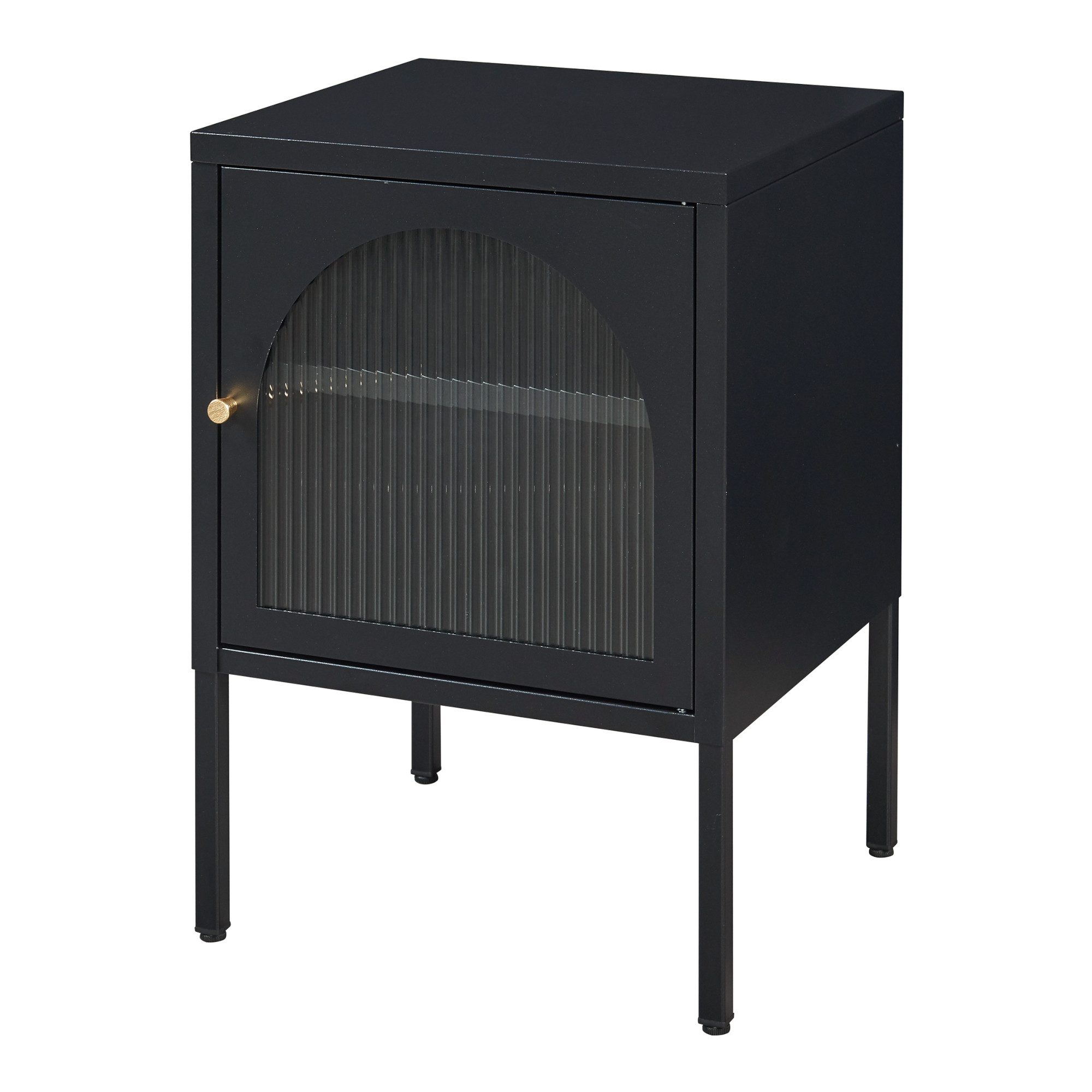 en.casa Nachtschrank »Karlskrona« 60x42,5x40 cm Schwarz, günstig online kaufen
