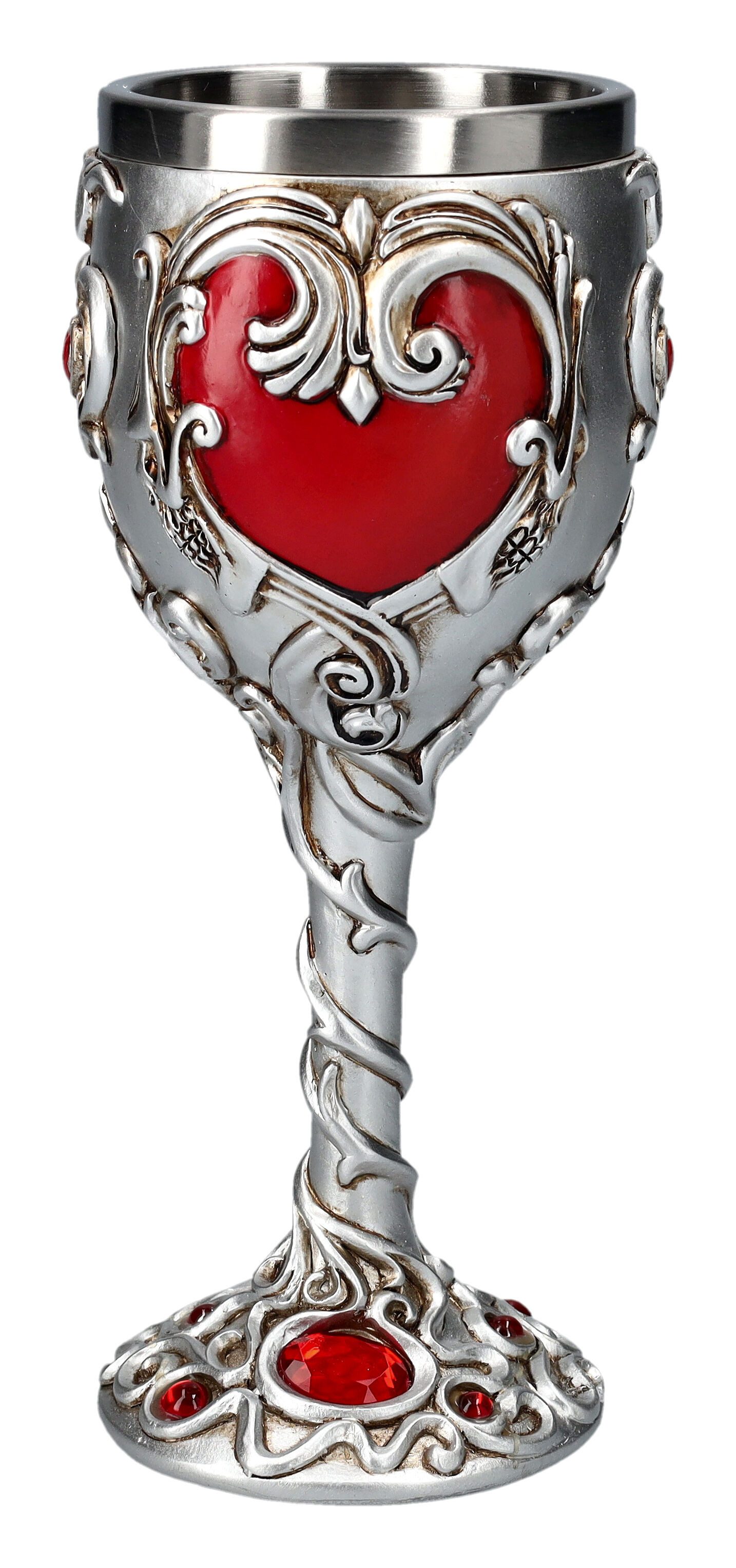 Figuren Shop GmbH Becher Kelch Gothic Herz - Blood Heart - Alchemy - Gothic Dekoration Becher, Kunststein (Polyresin), Edelstahl