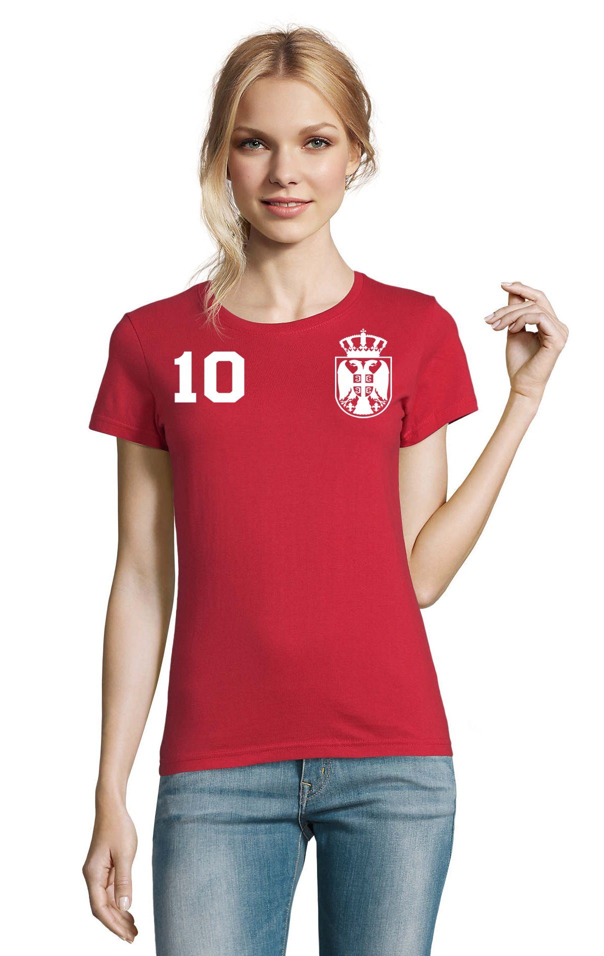Blondie & Brownie T-Shirt Damen Serbien Serbia Sport Trikot Fußball Meister WM Europa EM