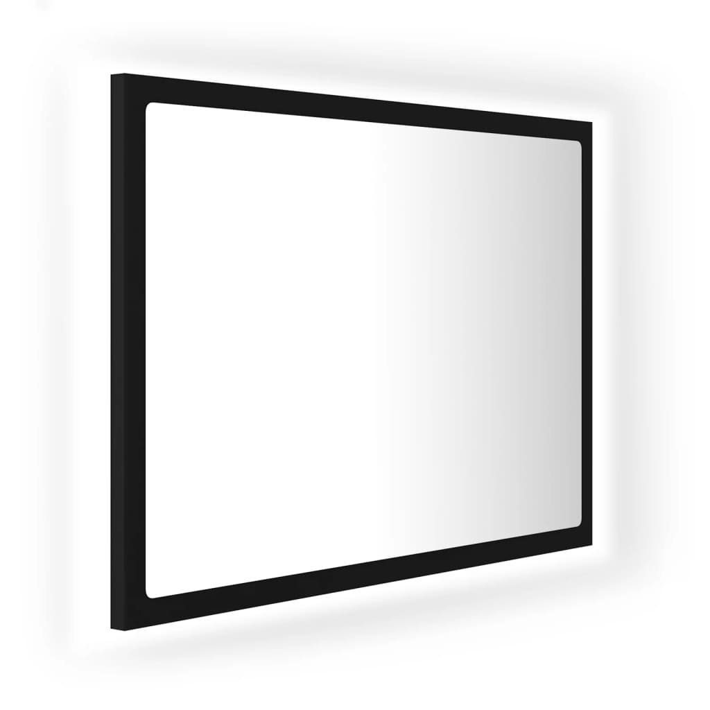 vidaXL 60x8,5x37 (1-St) Acryl Schwarz Badezimmerspiegelschrank cm LED-Badspiegel