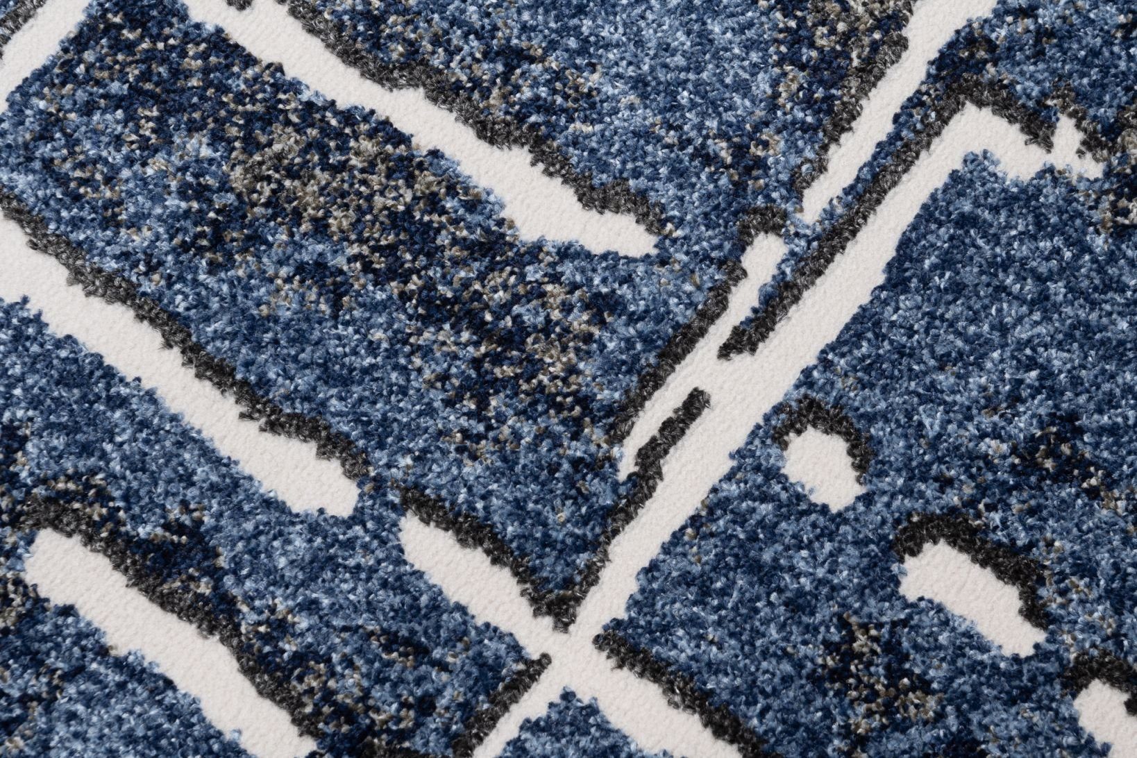 Designteppich Modern Teppich Blau Blau - Modern, Weich, - Abstrakt 11 Pflegeleicht - 150 Marineblau, für Höhe Kurzflor Florhöhe, cm, niedrige Marineblau Abstrakt, MU48A Wohnzimmer mm, 80 / Mazovia, x