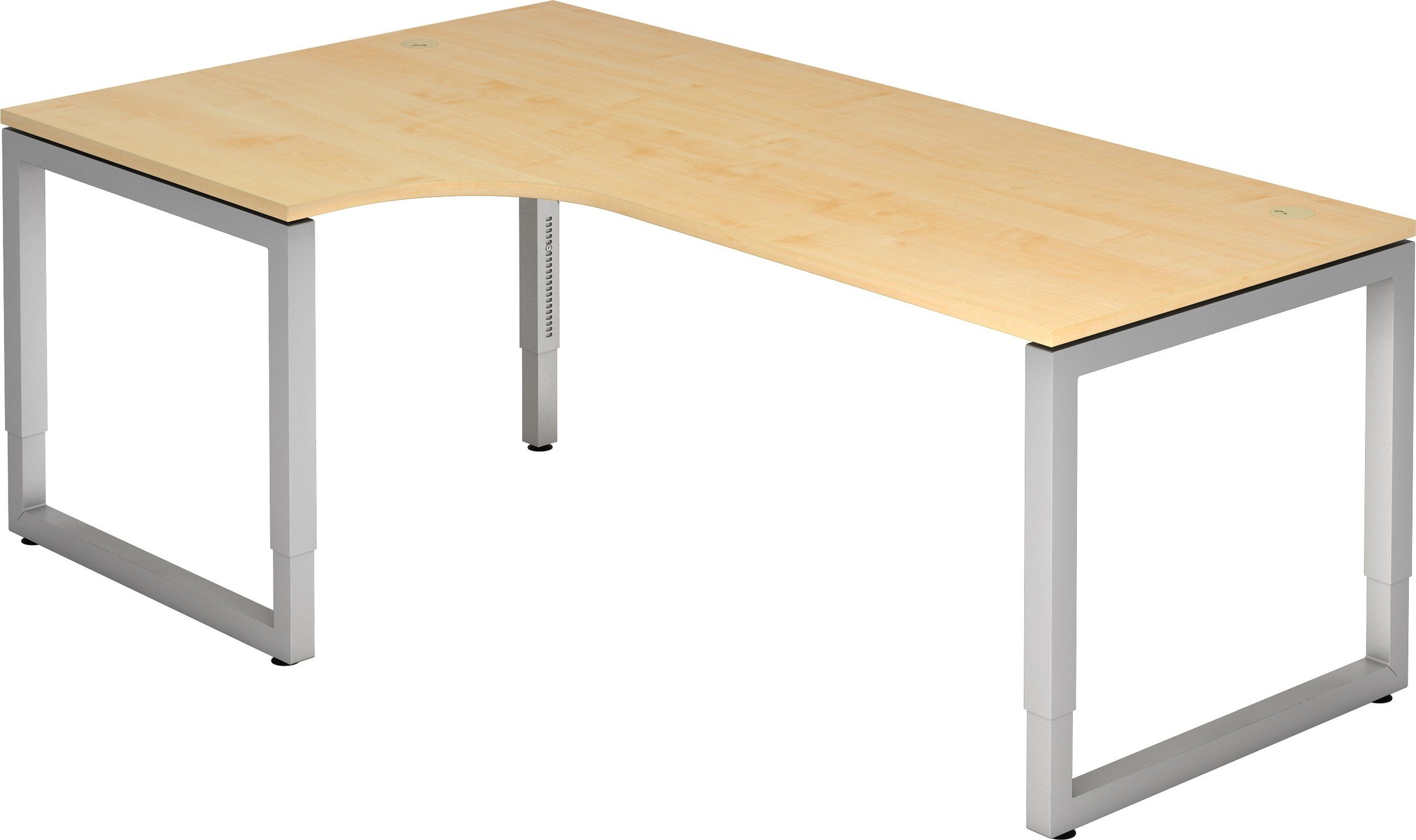 bümö Schreibtisch Schreibtisch Serie-R, Eckform: 200 x 120 cm - Dekor: Ahorn - Gestell: Silber