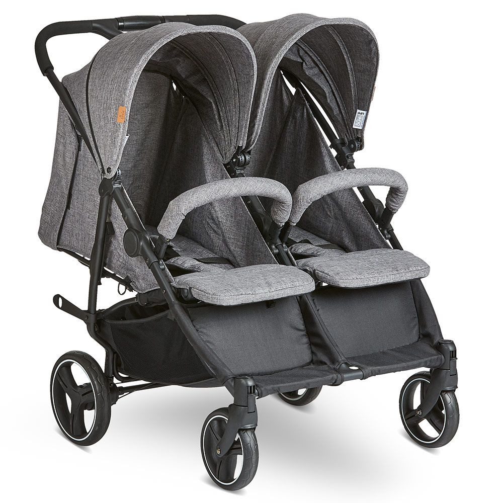 ABC Design Twin Buggy - Circle Line - Woven Graphite, (8-piece set), Twin Buggy with Reclining Function (including Rain Cover)