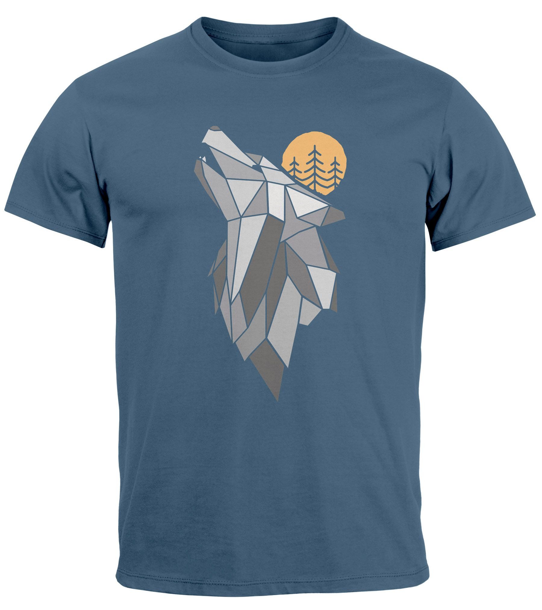 Neverless Print-Shirt Herren T-Shirt Aufdruck Wolf günstig online kaufen