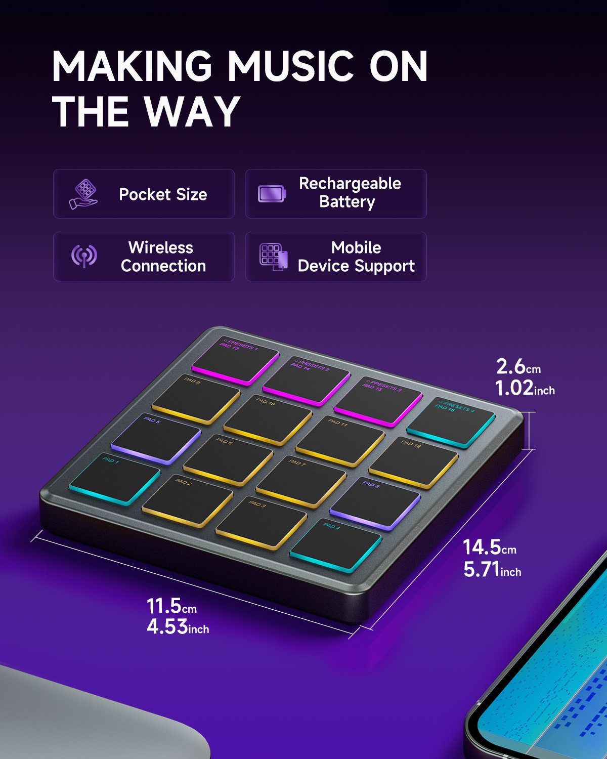 Donner DJ Controller Drahtloser MIDI-Controller + Melodics Cubase Software STARRYPAD MINI