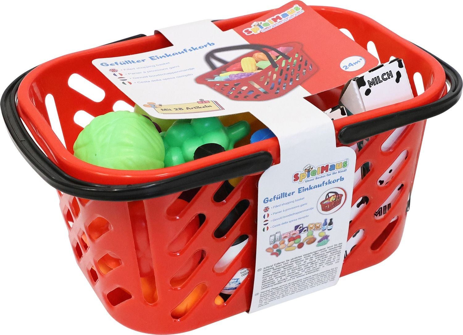 Spiel SpielMaus Küche Einkaufskorb mit Zubehör, 29-teilig