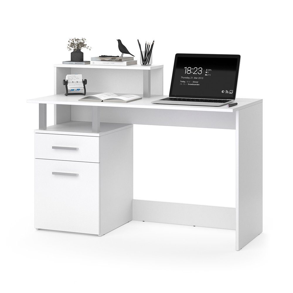 Vicco Computertisch NORD Arbeitstisch weiß Bürotisch Schreibtisch