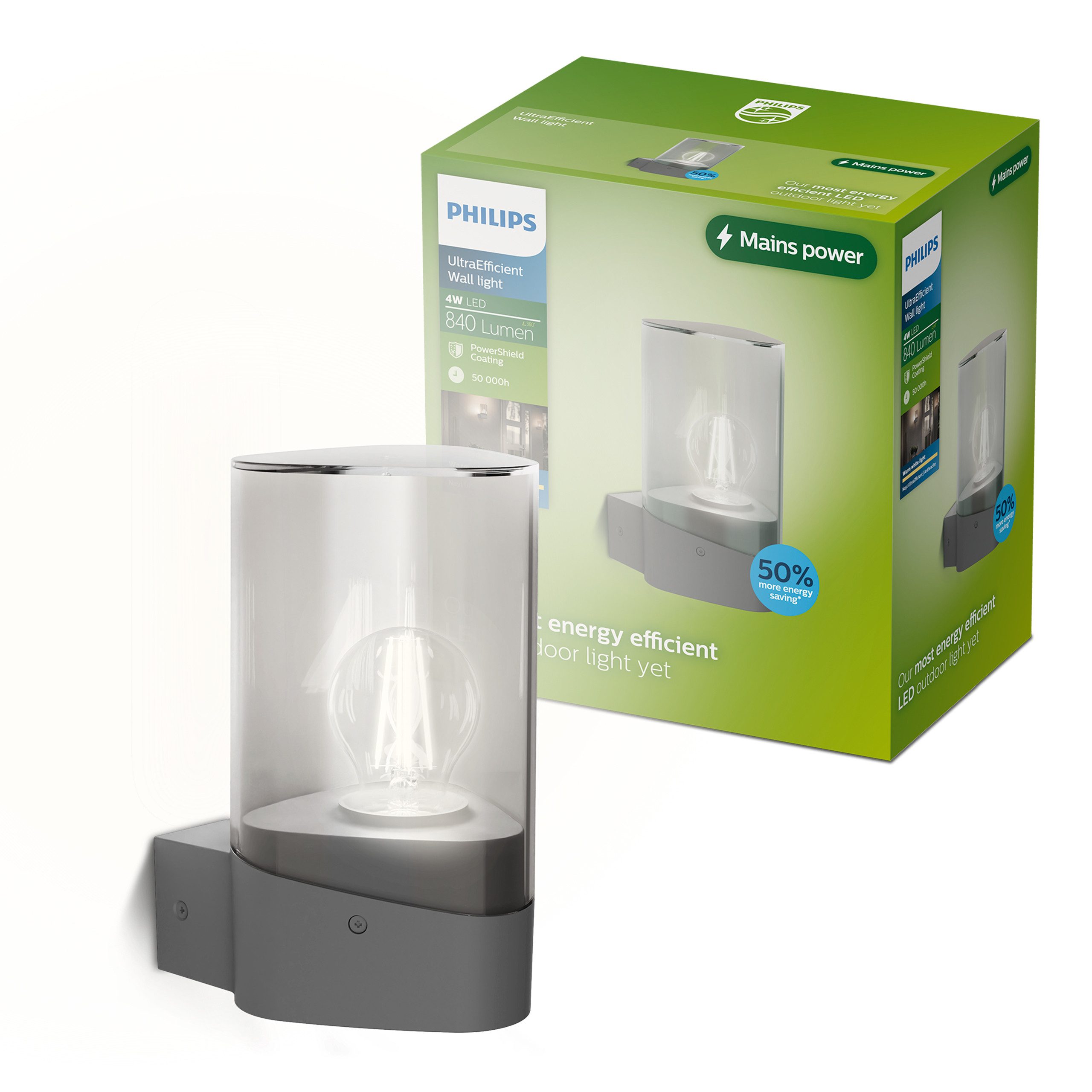 Philips LED Außen-Wandleuchte Outdoor Ultra-Efficient Nayl, LED fest integriert, Warmweiß, inkl. Ultraeffizienter Lampe, 2700 Kelvin, 800 Lumen, IP44, anthrazit