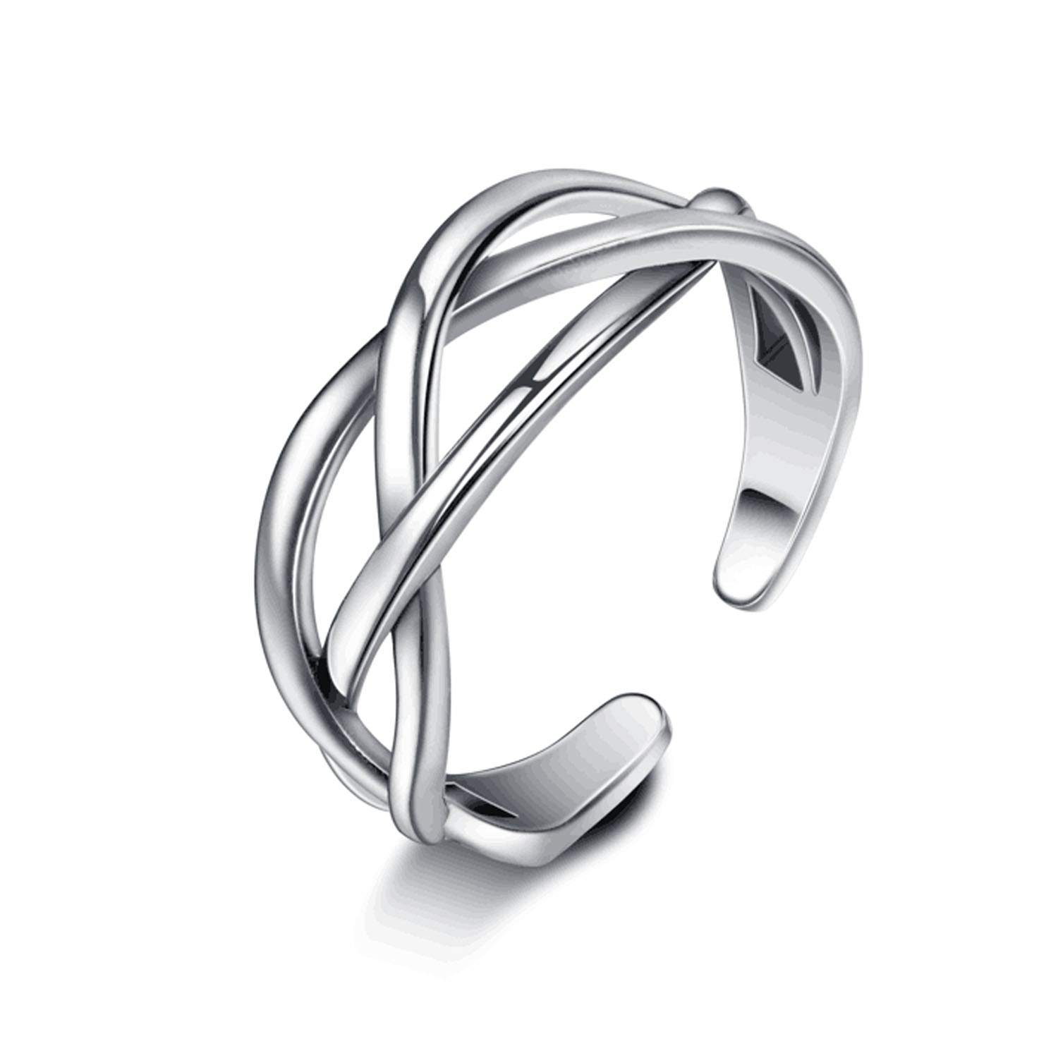 Haiaveng Fingerring Vintage geknoteter Ring 925 Sterling Silber verstellbarer Ring, für Männer und Frauen