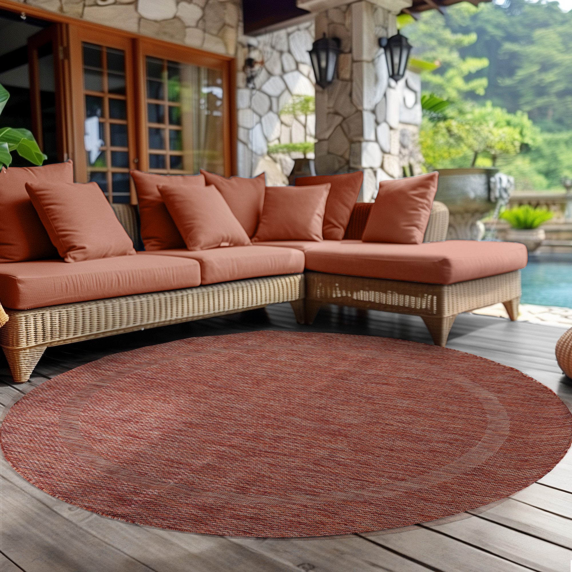 Carpettex Outdoorteppich Unicolor - Einfarbig, Rund, günstig online kaufen