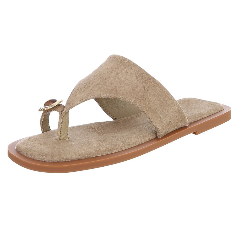 Ital-Design Damen Zehentrenner-Pantolette mit Schmuckdetail Zehentrenner (91742267) Blockabsatz Zehentrenner in Hellgrün