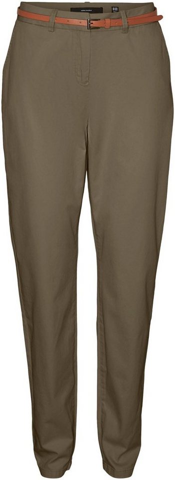 Vero Moda Chinohose VMFLASHINO MR REGULAR CHINO PANTS (Set, mit Gürtel),  Haken- und Ösenverschluss mit Reißverschluss