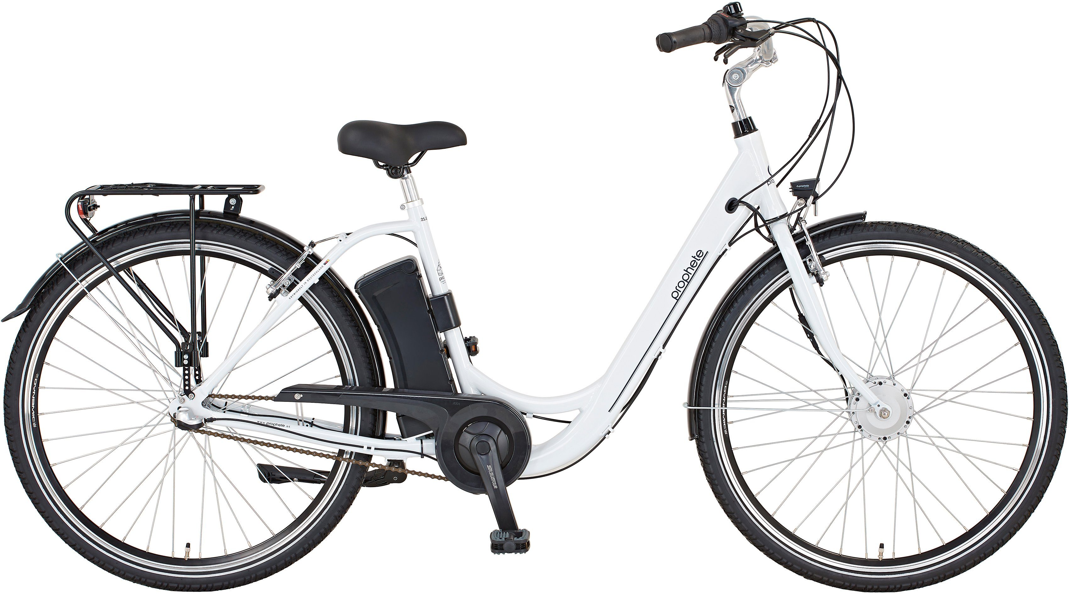 Prophete E-Bike Cityrad Geniesser 21.ESC.30, 3 Gang Shimano Nexus Schaltwerk, Nabenschaltung, Frontmotor, 238 Wh, Pedelec, Elektrofahrrad für Damen u. Herren