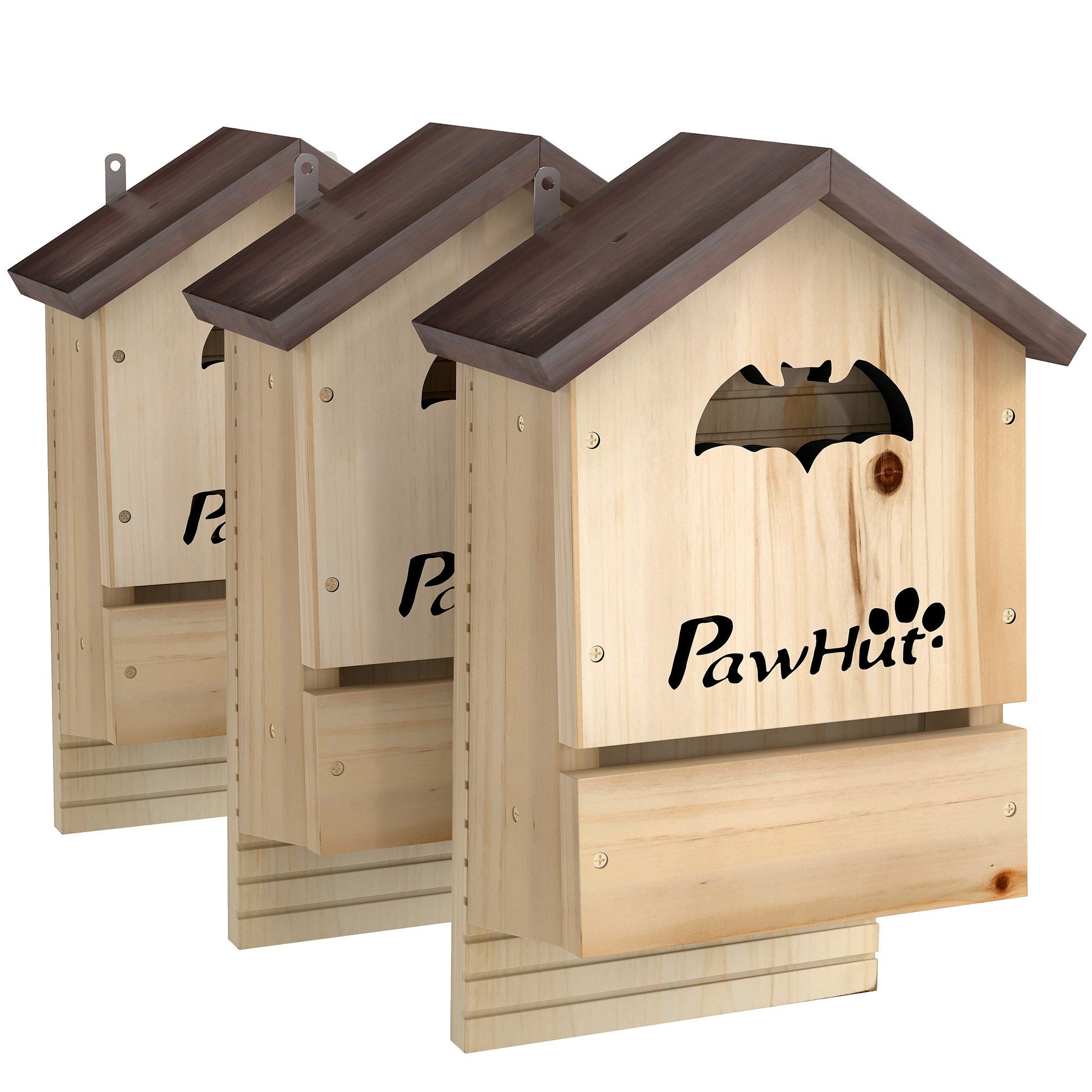 PawHut Vogelhaus aus Massivholz, für Gärten, Obstplantagen, Naturholz