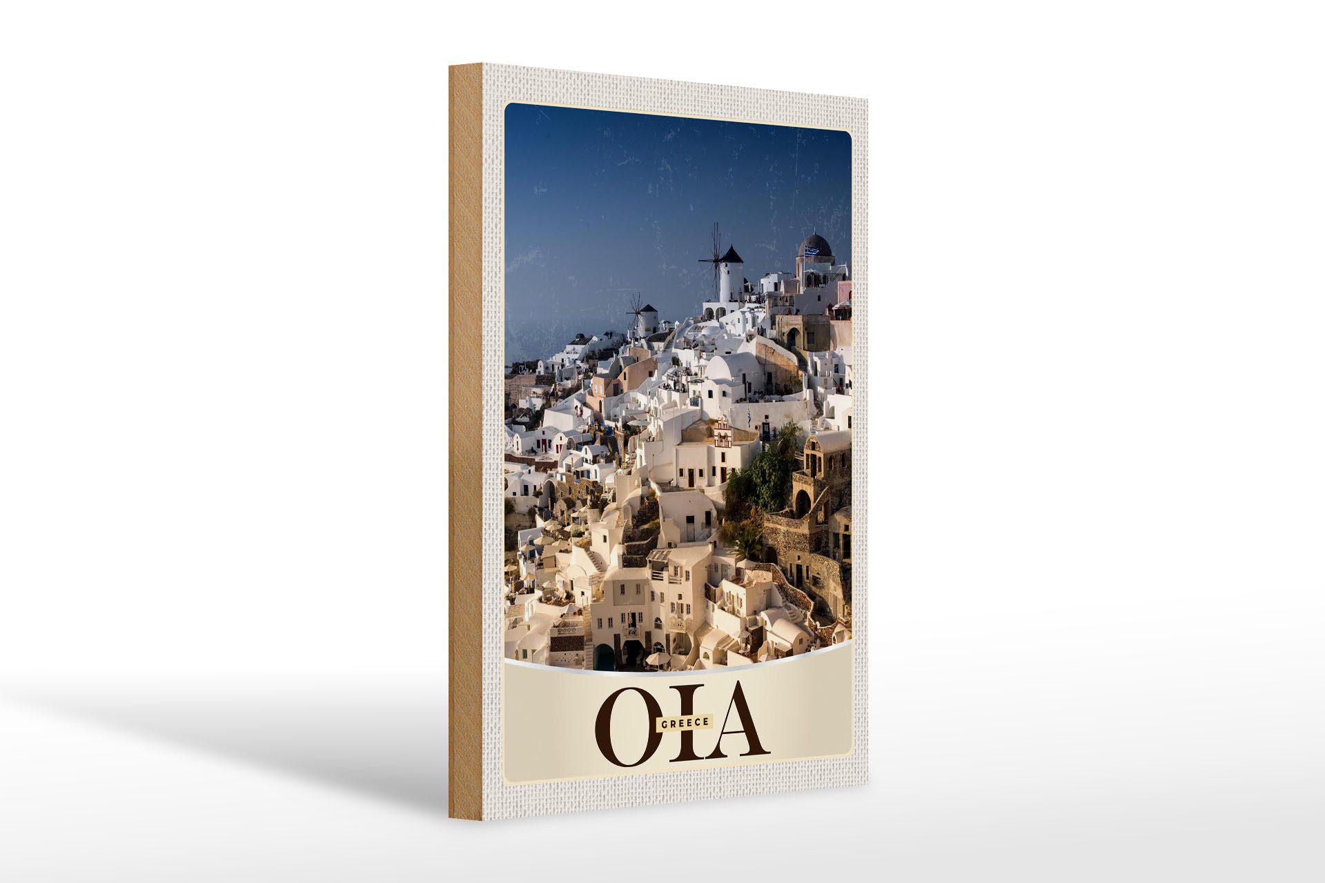 Holzbild Reise 20x30cm Oia Greece Insel Griechenland Urlaub