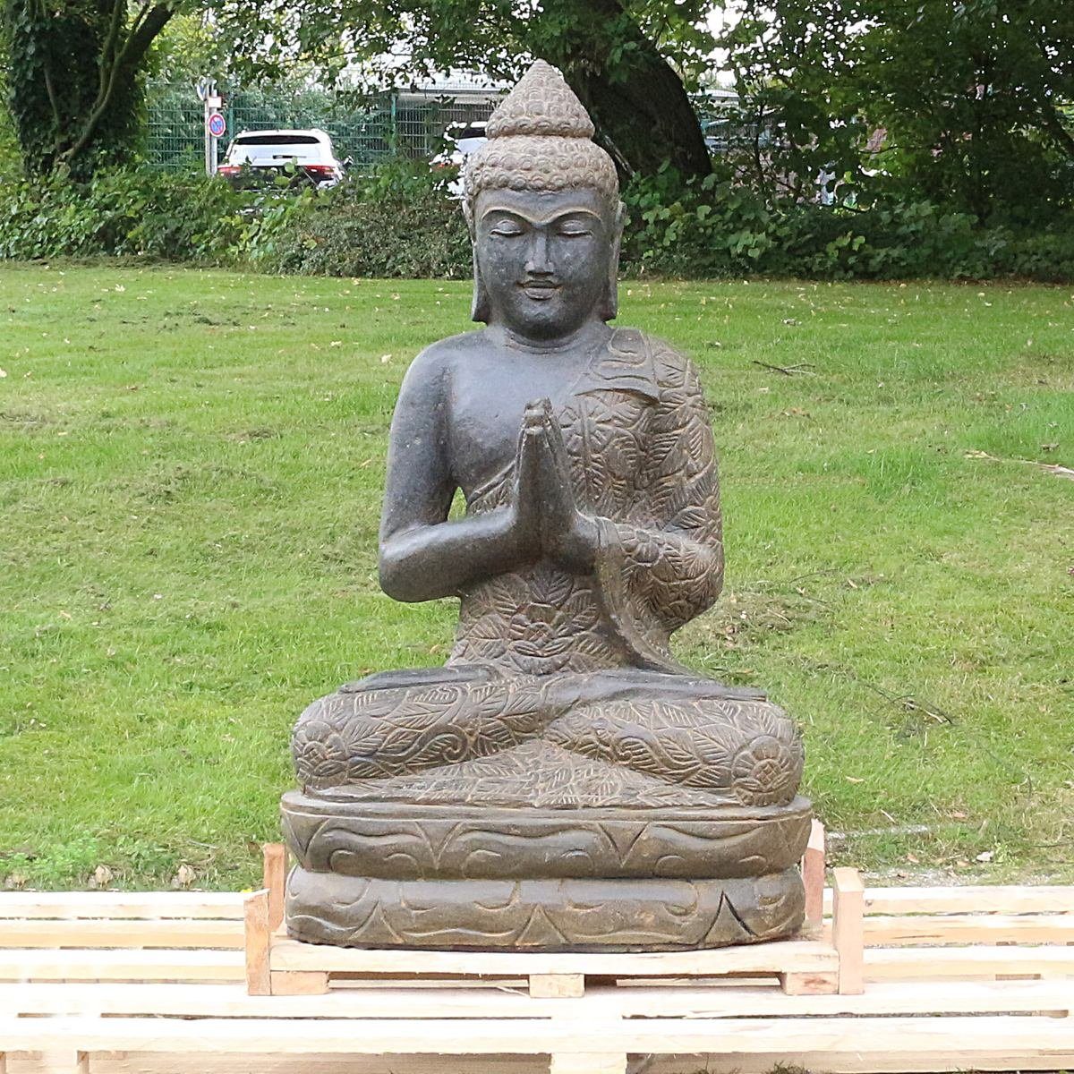 Oriental Galerie Dekofigur Buddha Figur sitzend Steinfigur Greenstone Antik greetings 80 cm (1 St), traditionelle Herstellung in Handarbeit im Ursprungsland