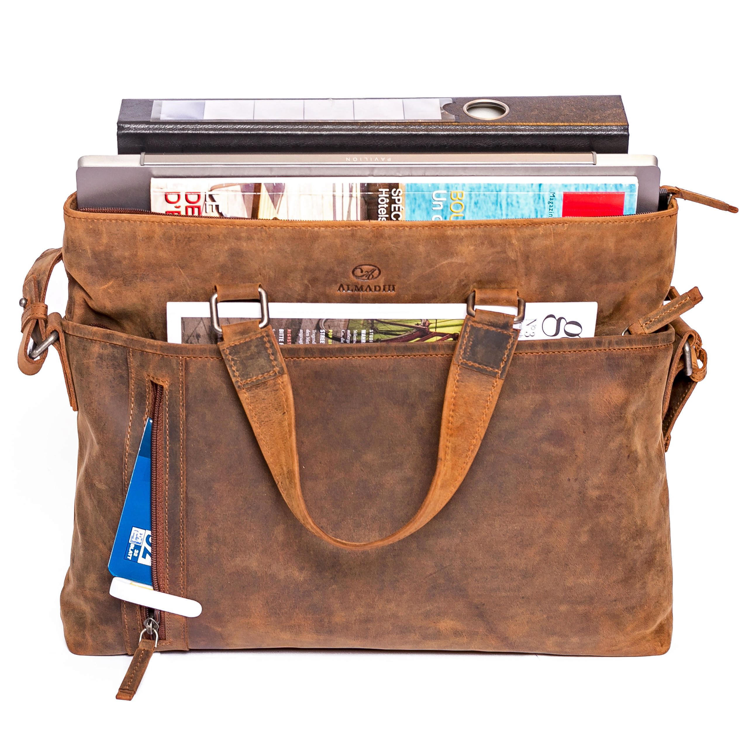 ALMADIH Aktentasche Laptoptasche Leo Business Tasche Umhängetasche Unitasche Herren