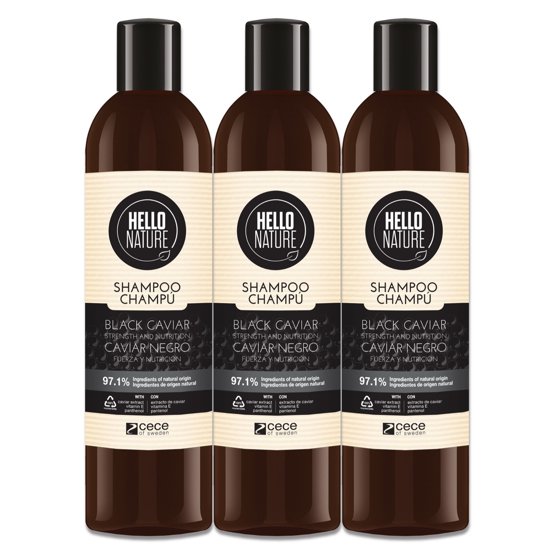 Hello Nature Haarshampoo Black Caviar Pflege für geschwächtes Haar Kopfhautpflege, 3-tlg., Haarpflege, Shampoo, Haarkur, Hello Nature