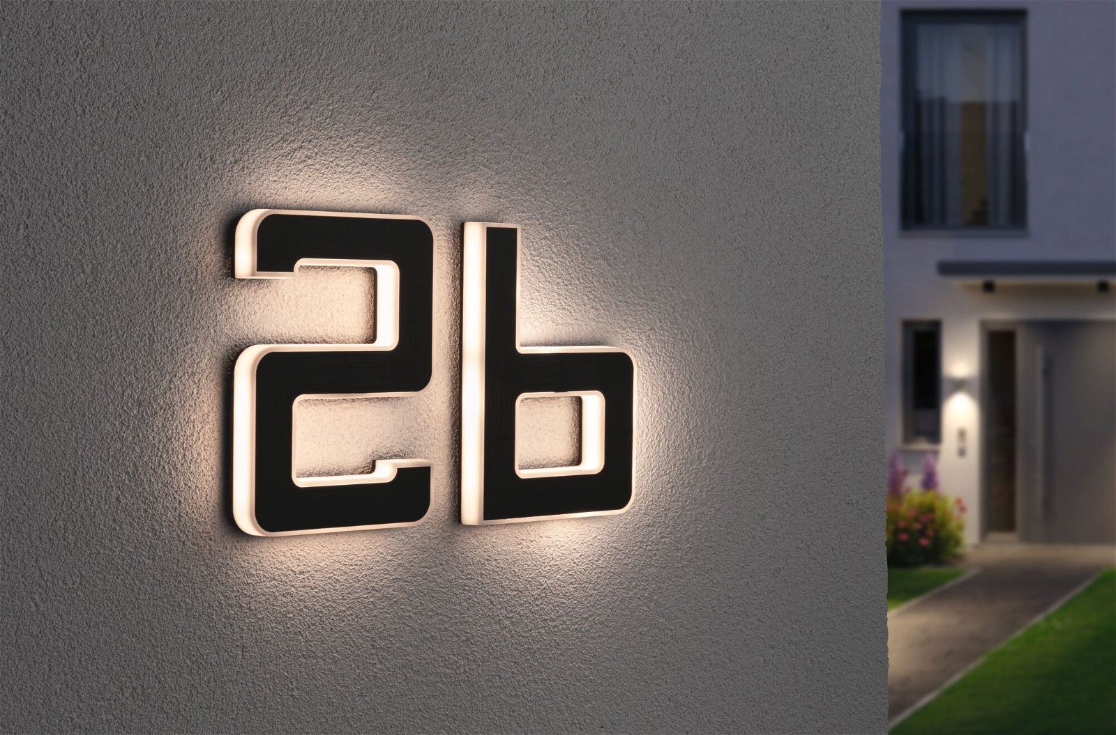 Paulmann LED Außen-Wandleuchte Solar Hausnummer, LED fest integriert, Warmweiß, LED-Modul, Hausnummern, Buchstaben wählbar, Akku wechselbar