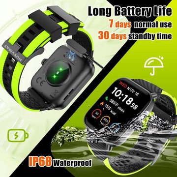 HUYVMAY Smartwatch (1,8 Zoll, Android, iOS), Mit IP68 wasserdichte Uhr mit DIY und 120 Uhrengesichten 100 Sportmodi