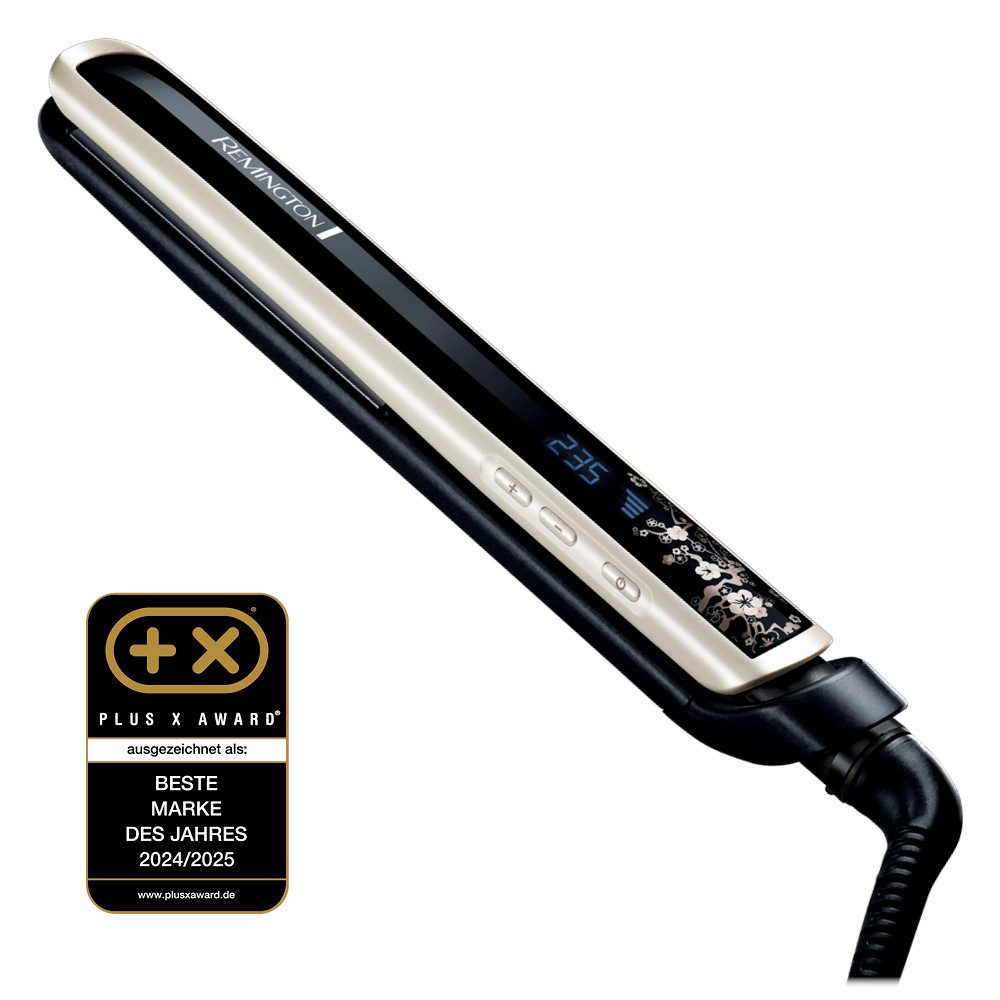 Remington Glätteisen Pearl S9500 Keramik, Professionell, Keramikbeschichtung mit echten Perlen, LCD display beige|schwarz