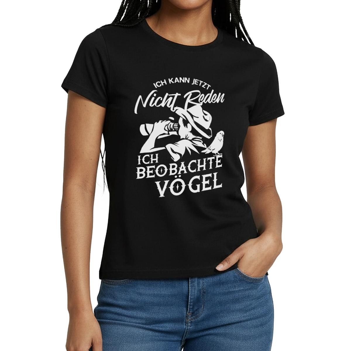 Spreadshirt T-Shirt Kann Nicht Reden Beobachte Vögel Bird Watching Frauen T-Shirt (1-tlg) Slim Fit, fällt klein aus