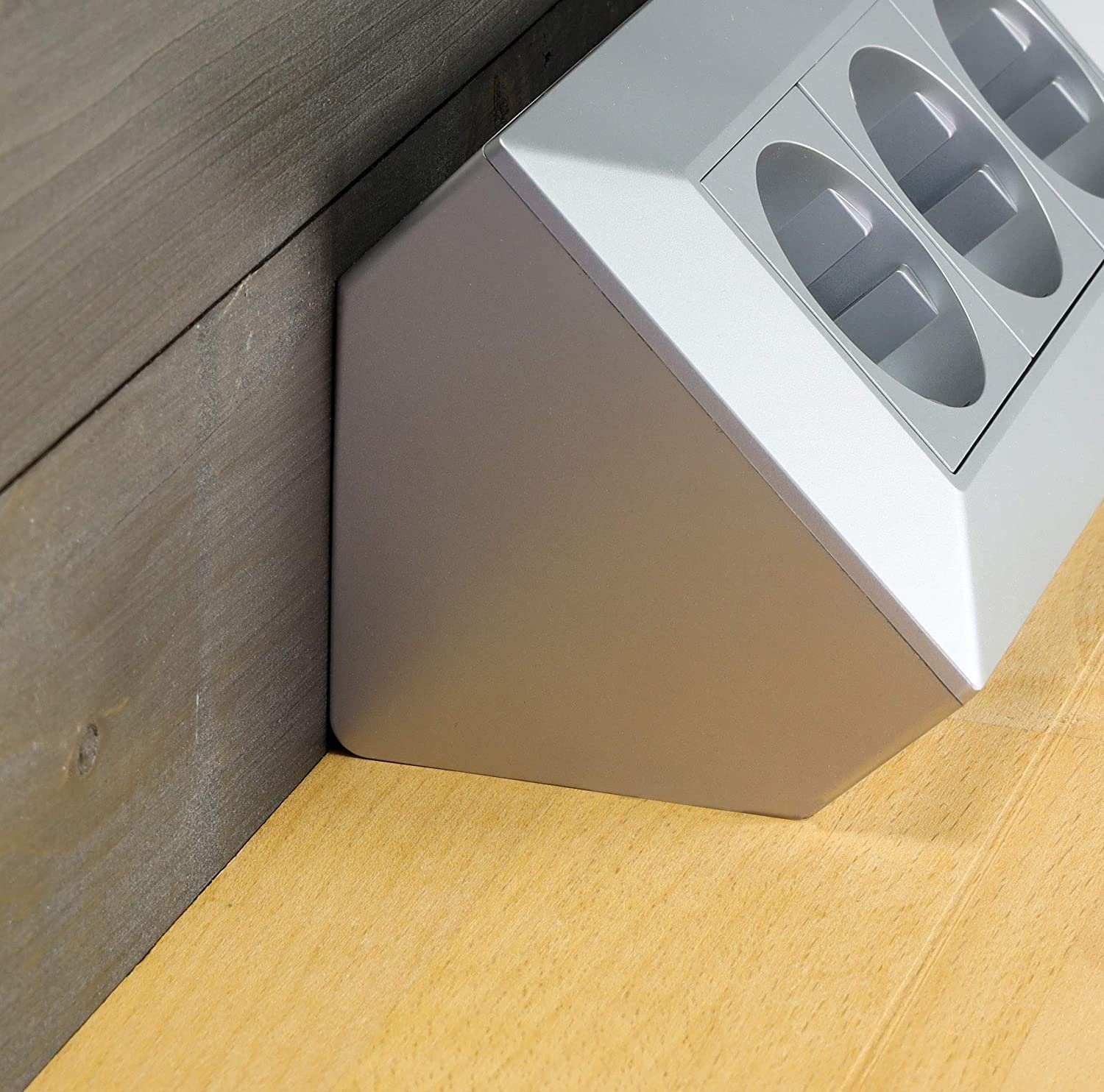 ChiliTec 3-fach Steckdosenblock, silber Mehrfachsteckdose