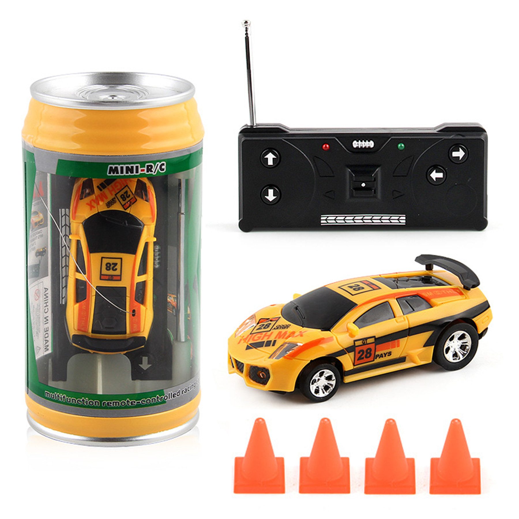 Senmudi RC-Auto Ferngesteuertes Auto für Kinder, ferngesteuertes Auto mit Dosen (Simulation Drift RC Auto - Tragbares ferngesteuertes Fahrzeug, Fernbedienungsauto Mit Straßensperren Dosen), kreatives ferngesteuertes Auto für Ostern, Weihnachten