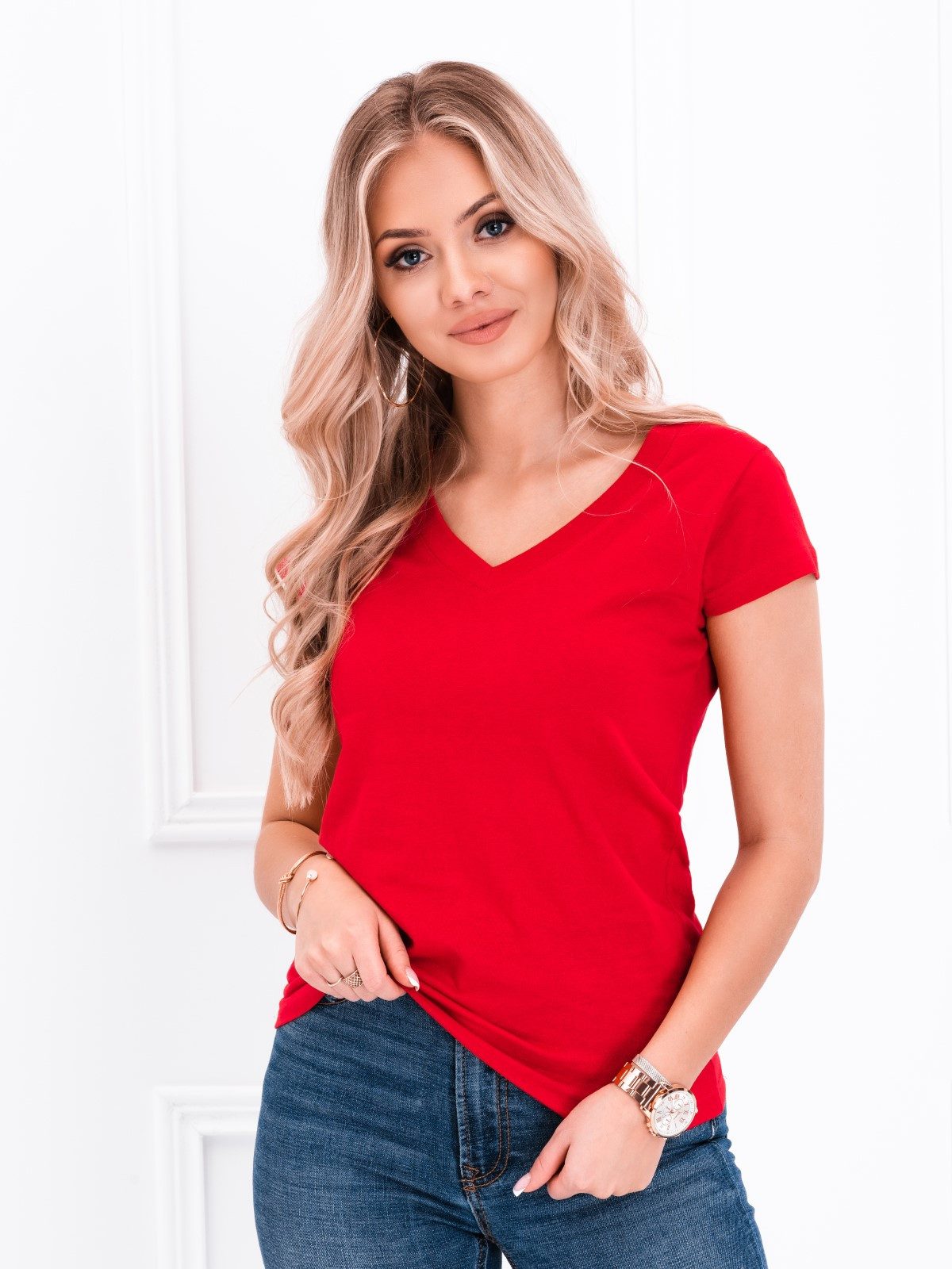 Edoti V-Shirt Klassisches Basic-T-Shirt. günstig online kaufen