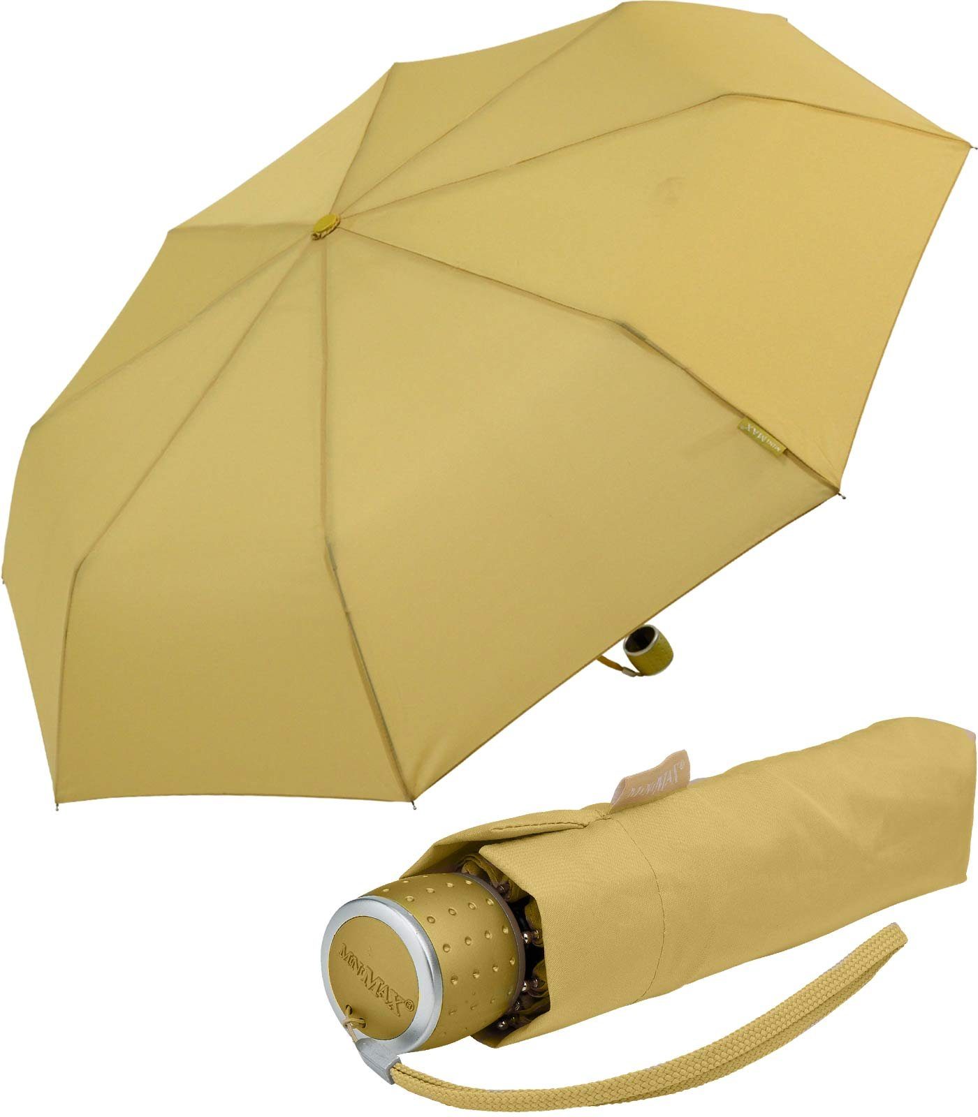 Impliva Taschenregenschirm miniMAX® kleiner leichter Schirm Handöffner, passt in jjede Tasche beige