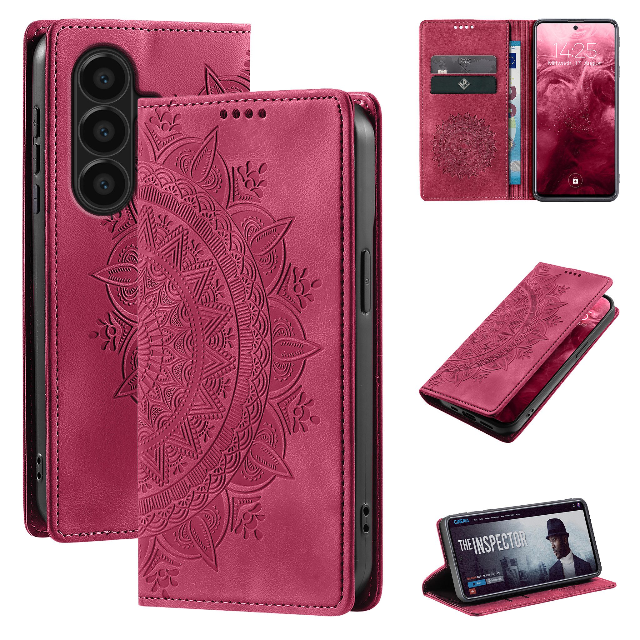 Tec-Expert Handyhülle Mandala Hülle Cover für Samsung Galaxy A57 5G 6.7 Zoll, 6.7, Klapphülle Case Tasche mit Kartenfächern und RFID Schutz