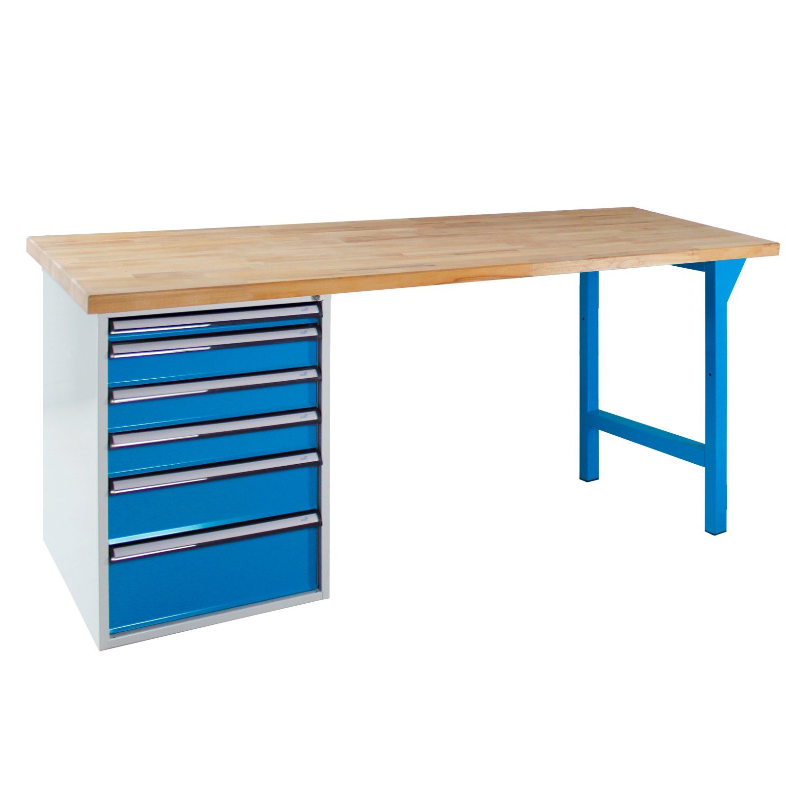 Blau/Blau 6 HxBxT Werkbank mit Rhino 84x150x70cm, PROREGAL® Lichtblau Werkbank Plus Schubladen,