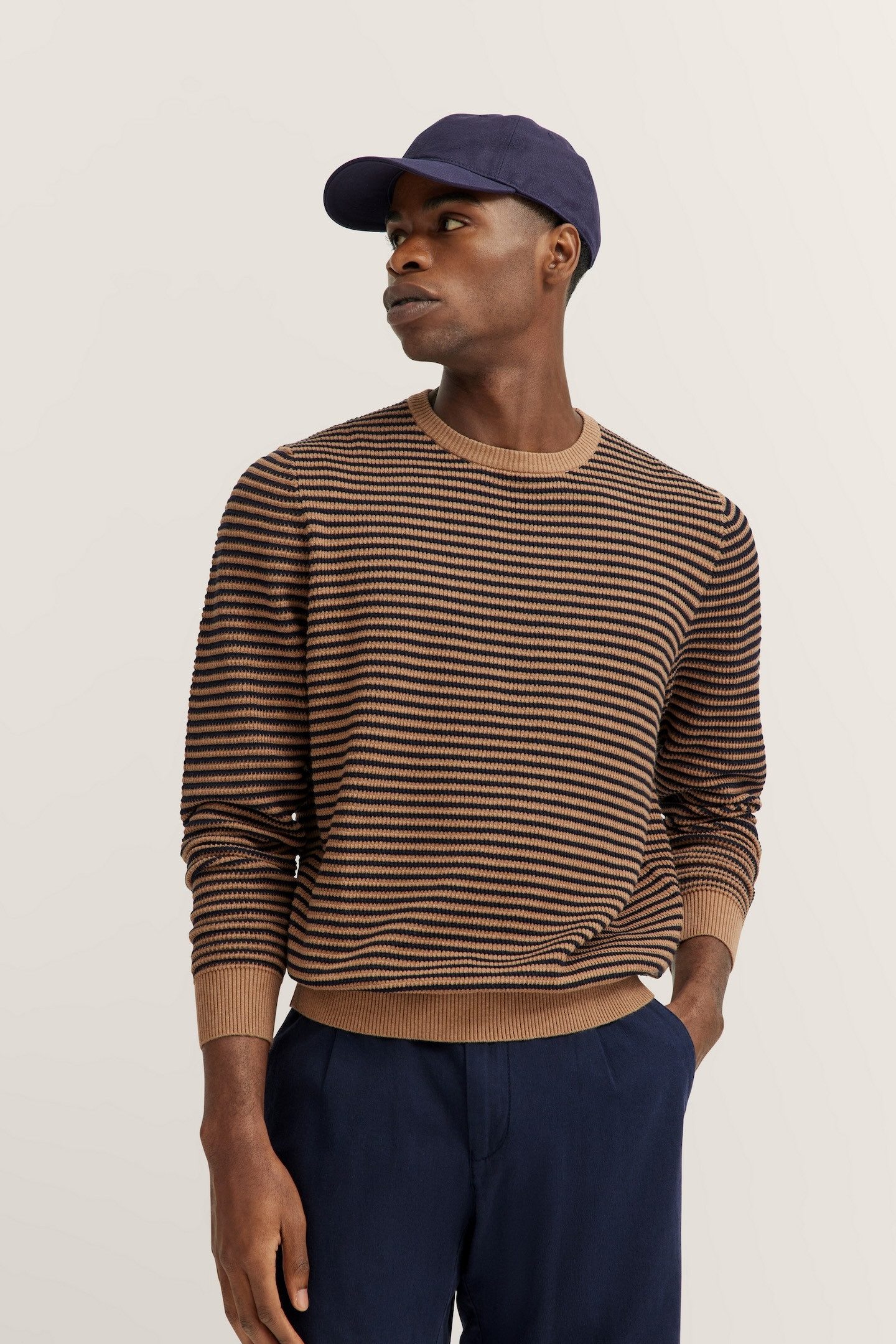 bugatti Rundhalspullover mit Streifen günstig online kaufen