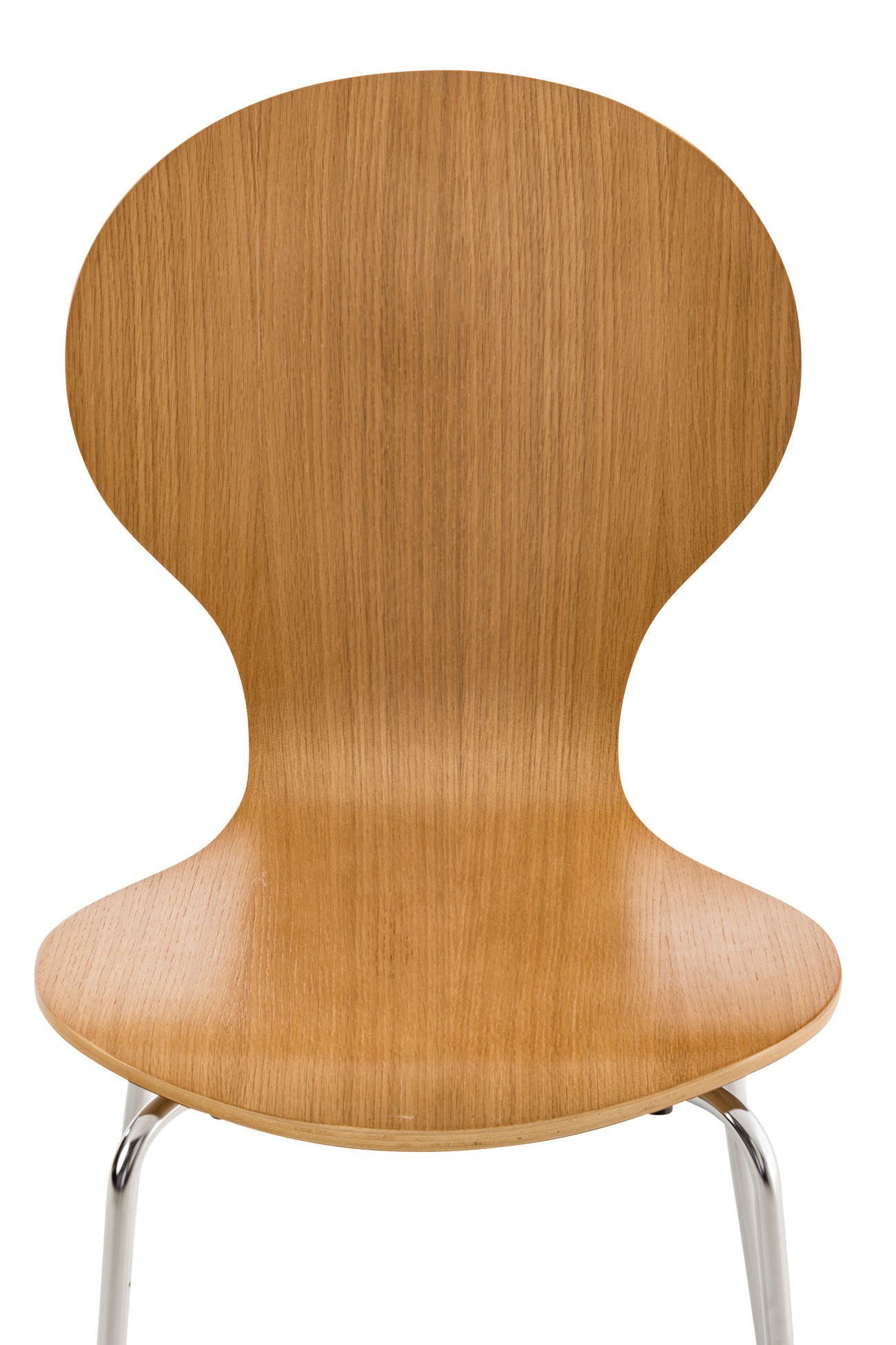 - Holz - Besucherstuhl Warteraumstuhl Metall Daggy Sitzfläche: - TPFLiving Sitzfläche eiche Gestell: Messestuhl), (Besprechungsstuhl ergonomisch mit - chrom geformter Konferenzstuhl