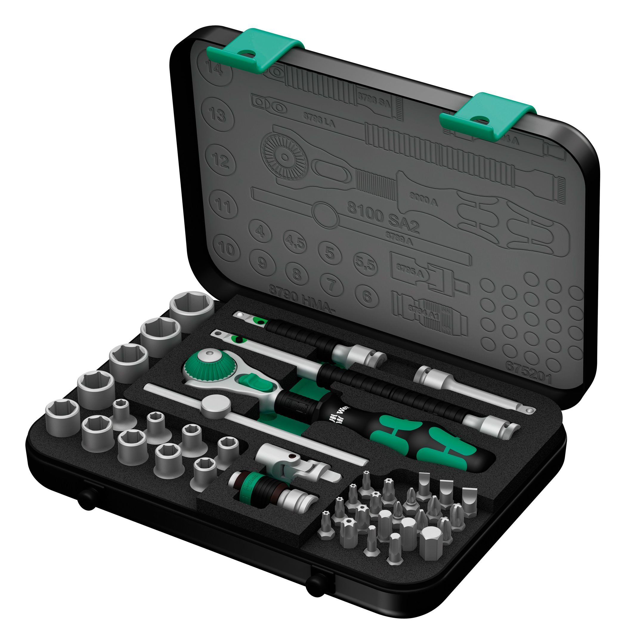 Wera Bit-Set Zyklop Speed-Knarrensatz 8100 SA 2, 1/4