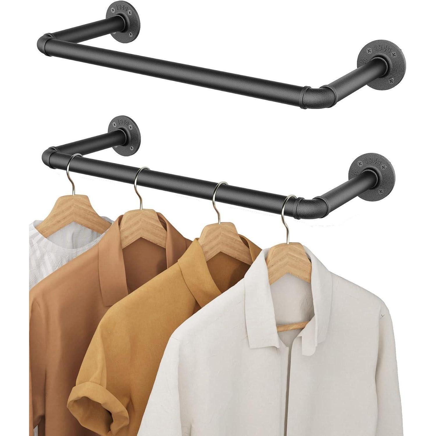LuxusKollektion Kleiderstange Industrierohr Kleiderstange Set 2er 49cm wandmontage Retro Metall (1 St)