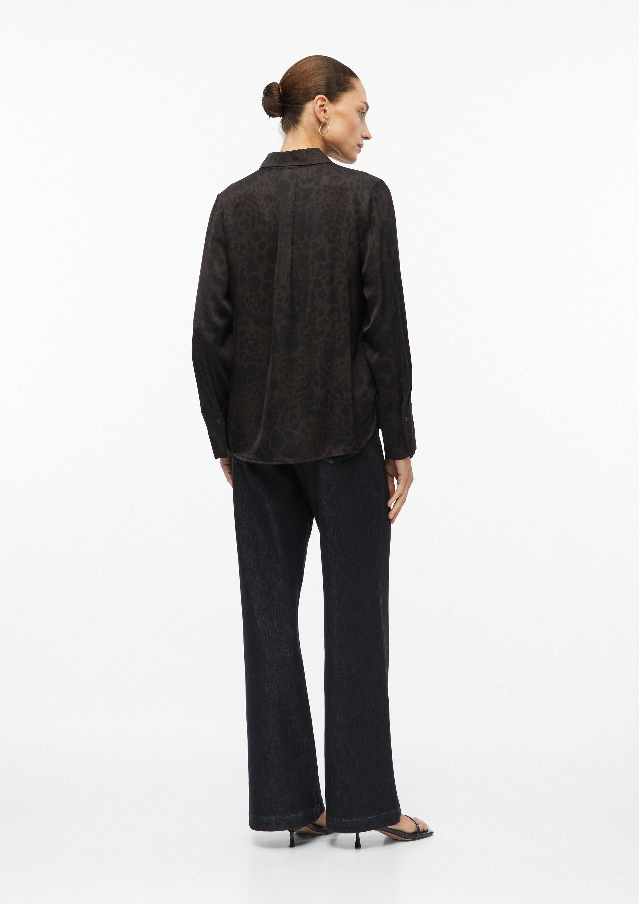 s.Oliver Langarmbluse Bluse Leicht glänzende Bluse mit Falten-Detail