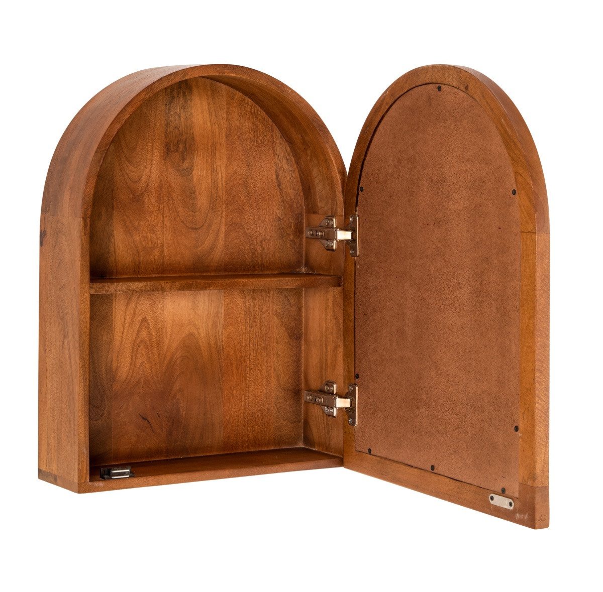 Main Möbel Badezimmerspiegelschrank 48x68cm 'Curves' Mango massiv dunkelbraun