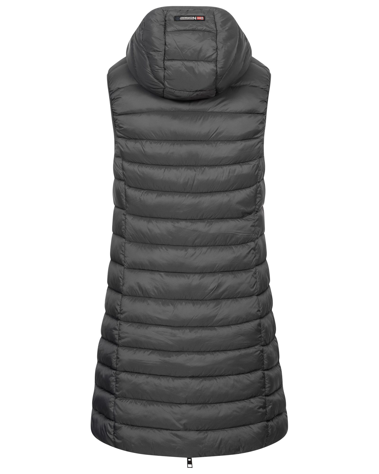 Geographical Norway Steppweste Damen Steppweste Kapuze Übergangs Herbst Windbreaker Lang Weste