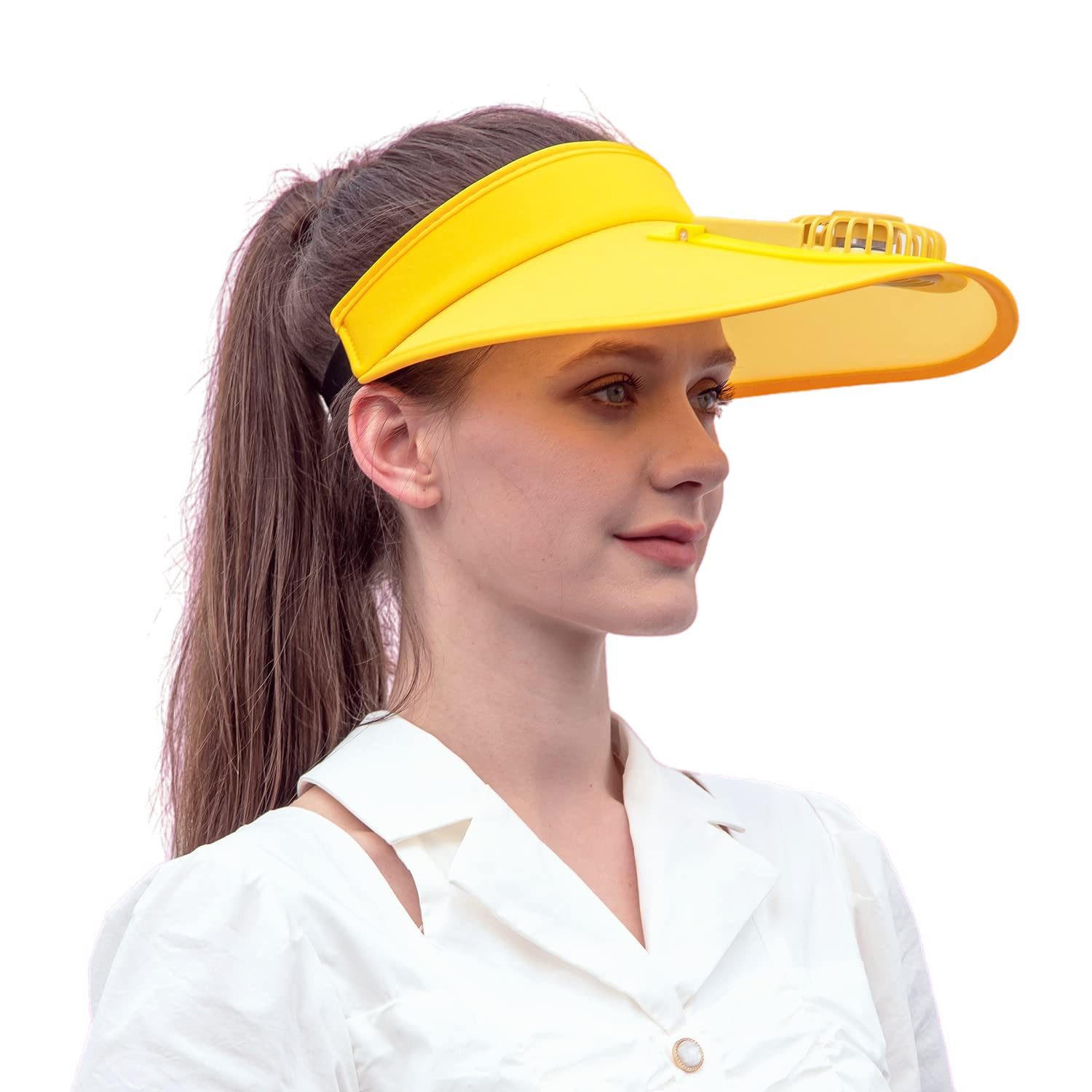 Bomiclss Sonnenhut Sonnenblende Hüte mit Ventilator, Fan Visor Hat Kühlmützen (Drei Temperaturstufen,Großer Sonnenschutzbereich) für Damen Und Herren