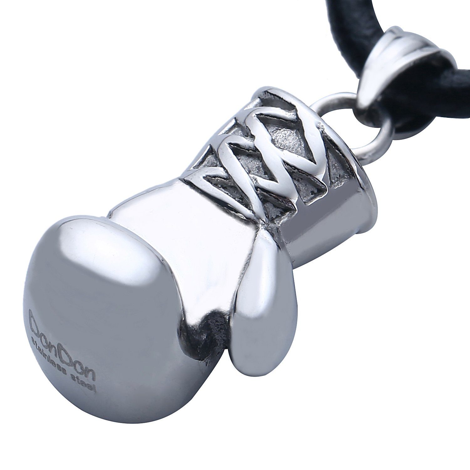 Kette Lederband, 50 mit cm (1-tlg), Anhänger, Boxhandschuh DonDon im Anhänger Lederkette Samtbeutel Halskette maskuline mit Herren-Halskette