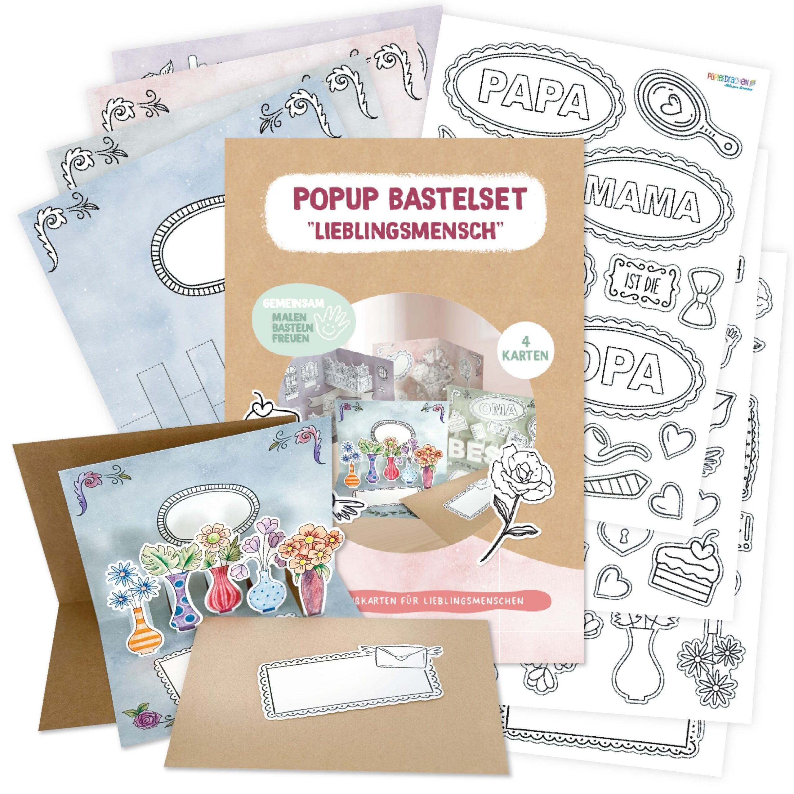 PAPIERDRACHEN Klappkarte Popup-Karten Bastelset - Lieblingsmensch