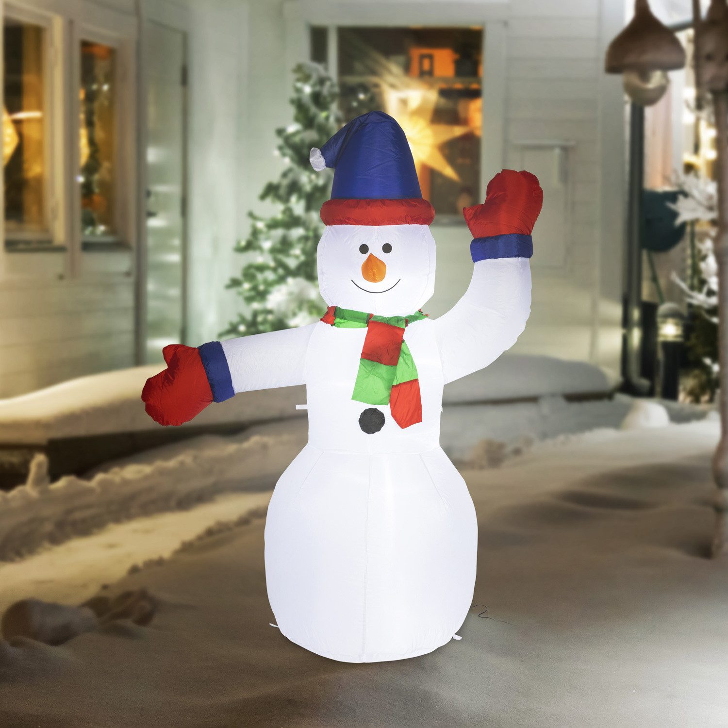 MARELIDA Schneemann Aufblasbarer LED Schneemann 12LED 180cm Weihnachtsdeko für Außen (1 St)