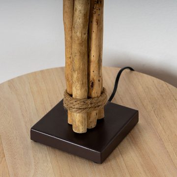 Levandeo® Nachttischlampe, Lampe Tischlampe H50cm Holz Holzlampe Weide Unikat Braun Treibholz